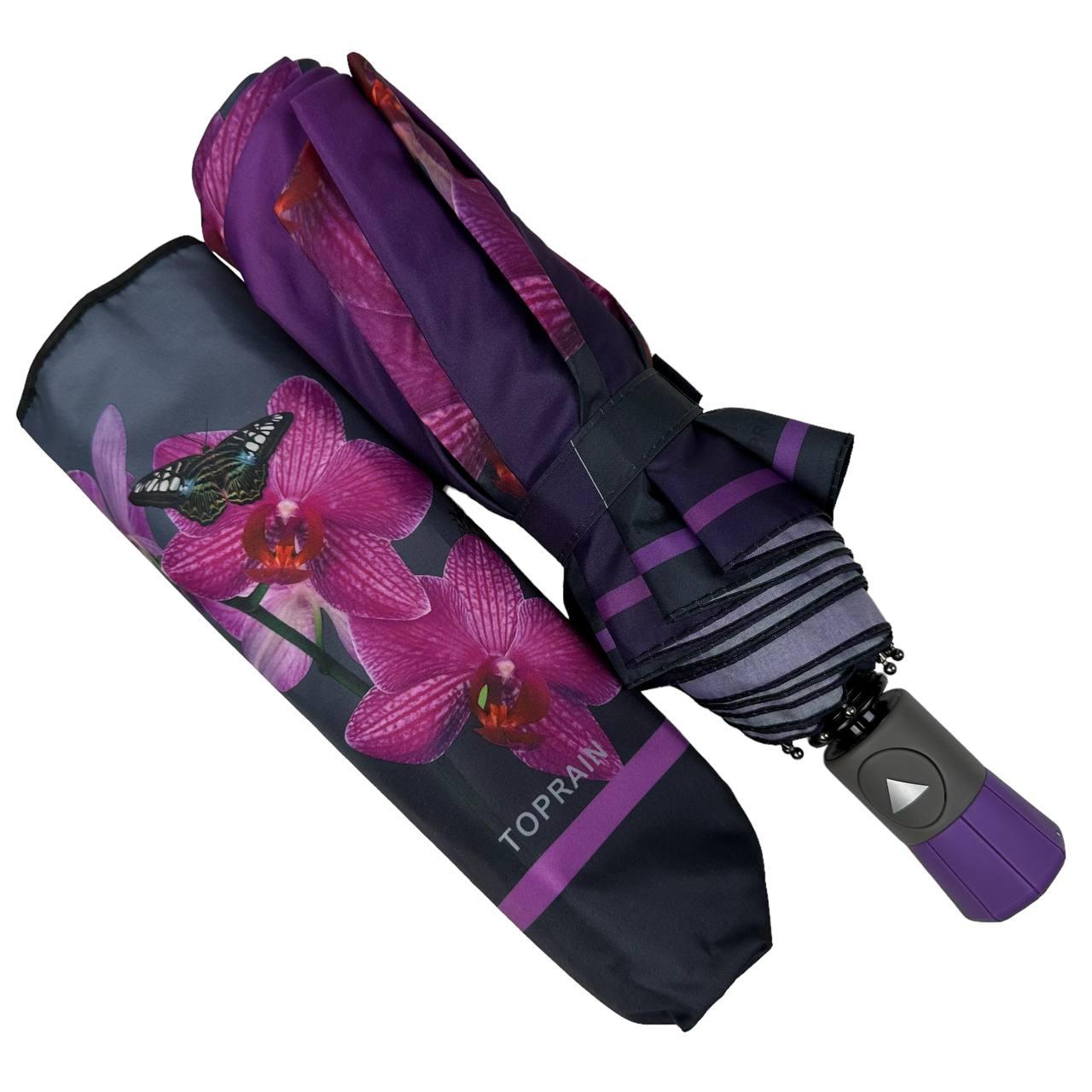 Жіноча складана парасолька напівавтомат Toprain 99 см фіолетова - фото 2
