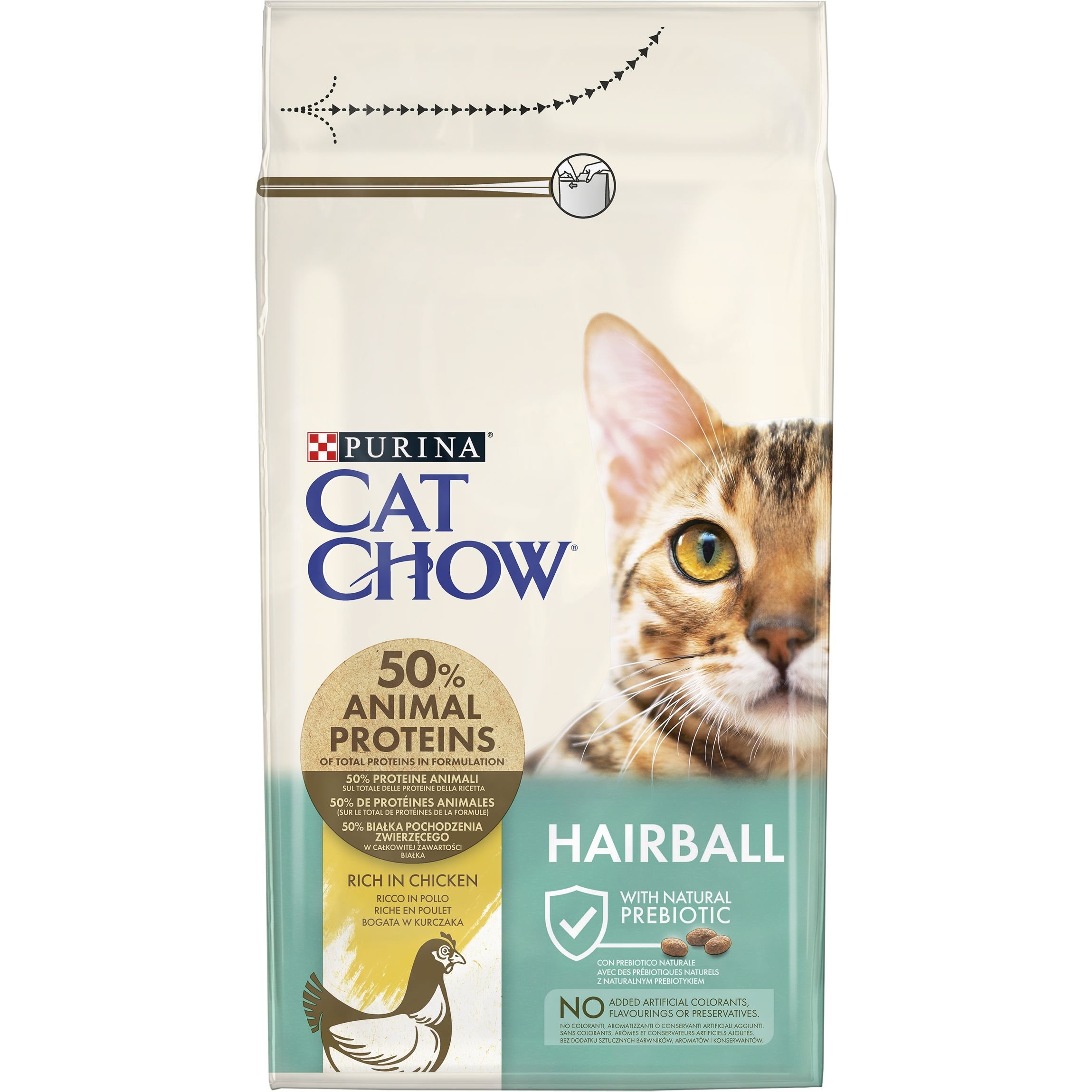 Сухой корм для кошек против образования шерстяных комков в пищеварительном тракте Cat Chow Hairball Control с курицей 1.5 кг - фото 2