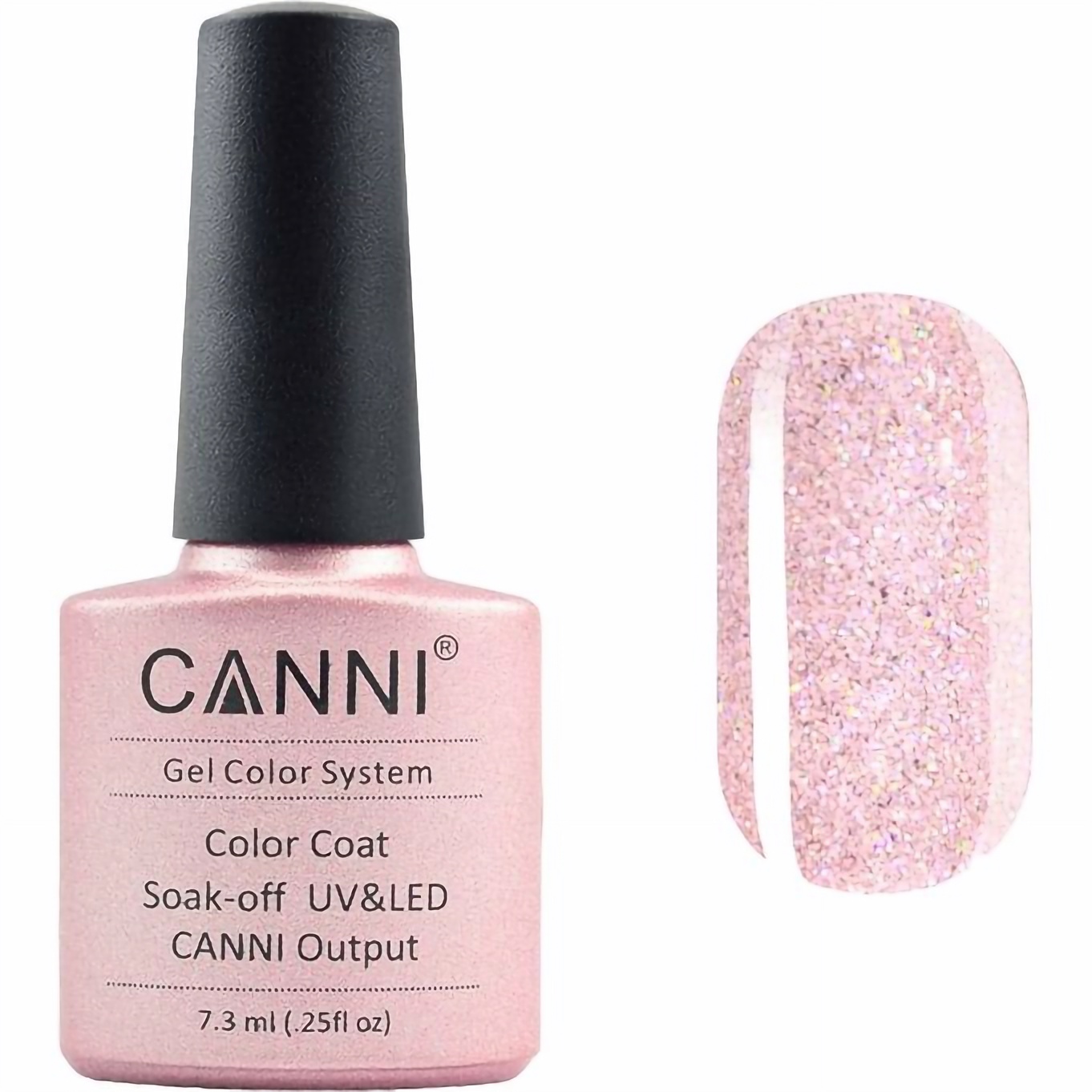 Гель-лак Canni Color Coat Soak-off UV&LED 199 розово-персиковый с голографическим микроблеском 7.3 мл - фото 1