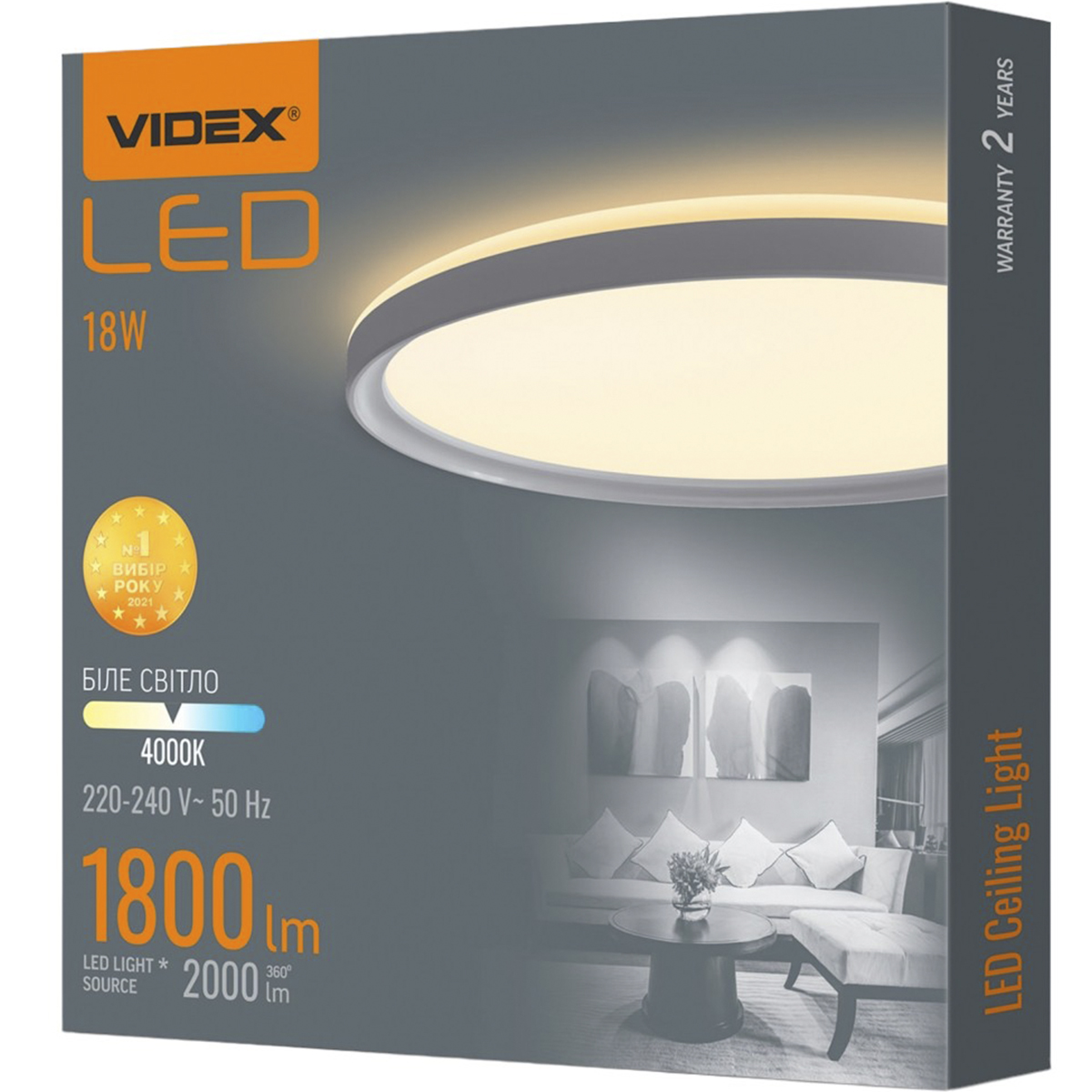 Світильник Videx LED DL3R 18W 4000K з декоративною підсвіткою круглий білий (VL-DL3R-184W) - фото 1