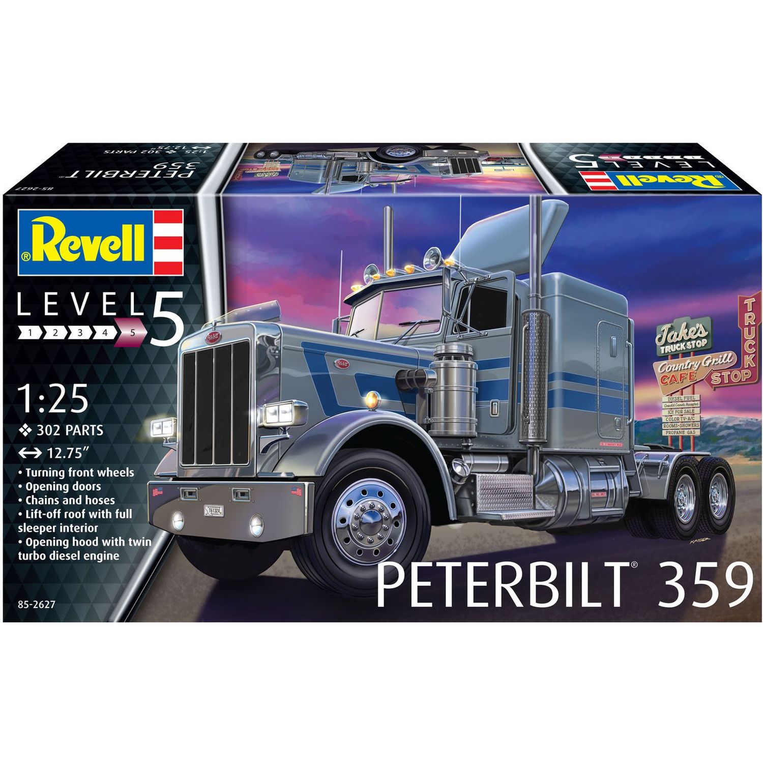 Збірна модель Revell Вантажний тягач Peterbilt 359 рівень 5, масштаб 1:25, 302 детали (RVL-12627) - фото 1