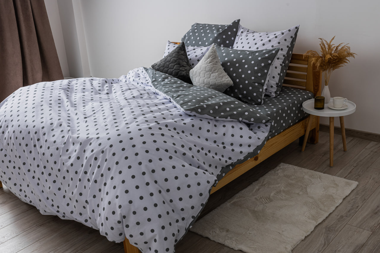 Комплект постельного белья ТЕП Happy Sleep Grey Dots двуспальный бело-серый (2-03795_25117) - фото 3