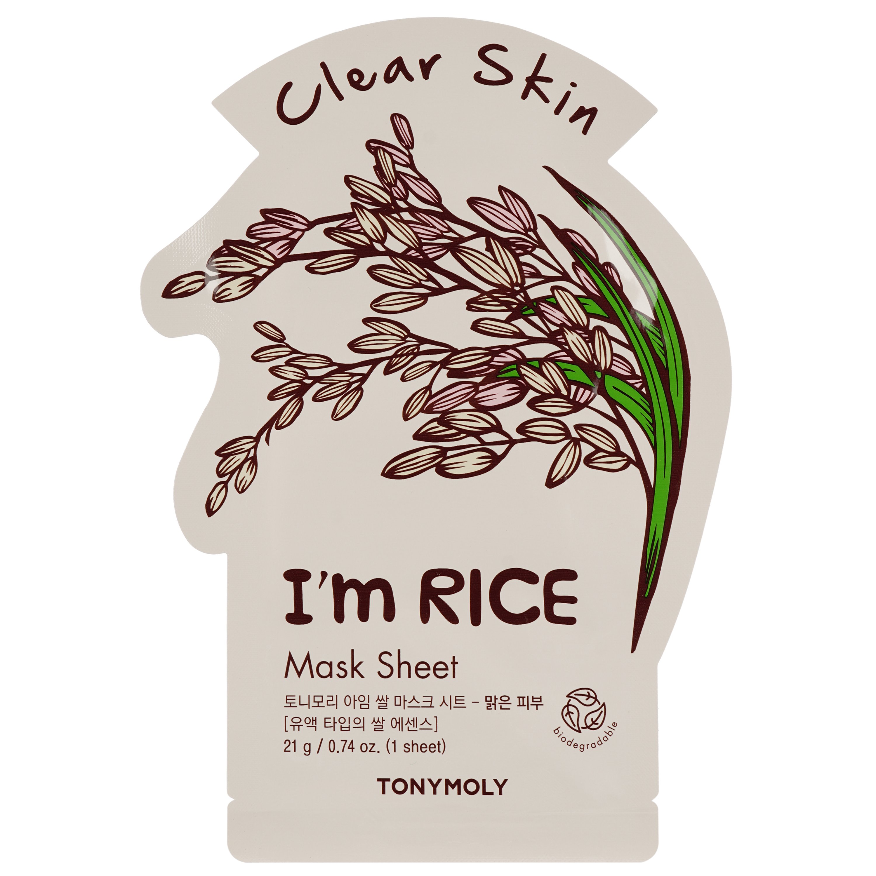 Маска тканинна для обличчя Tony Moly I'm Rice Mask Sheet Brightening Рис, 21 мл - фото 1