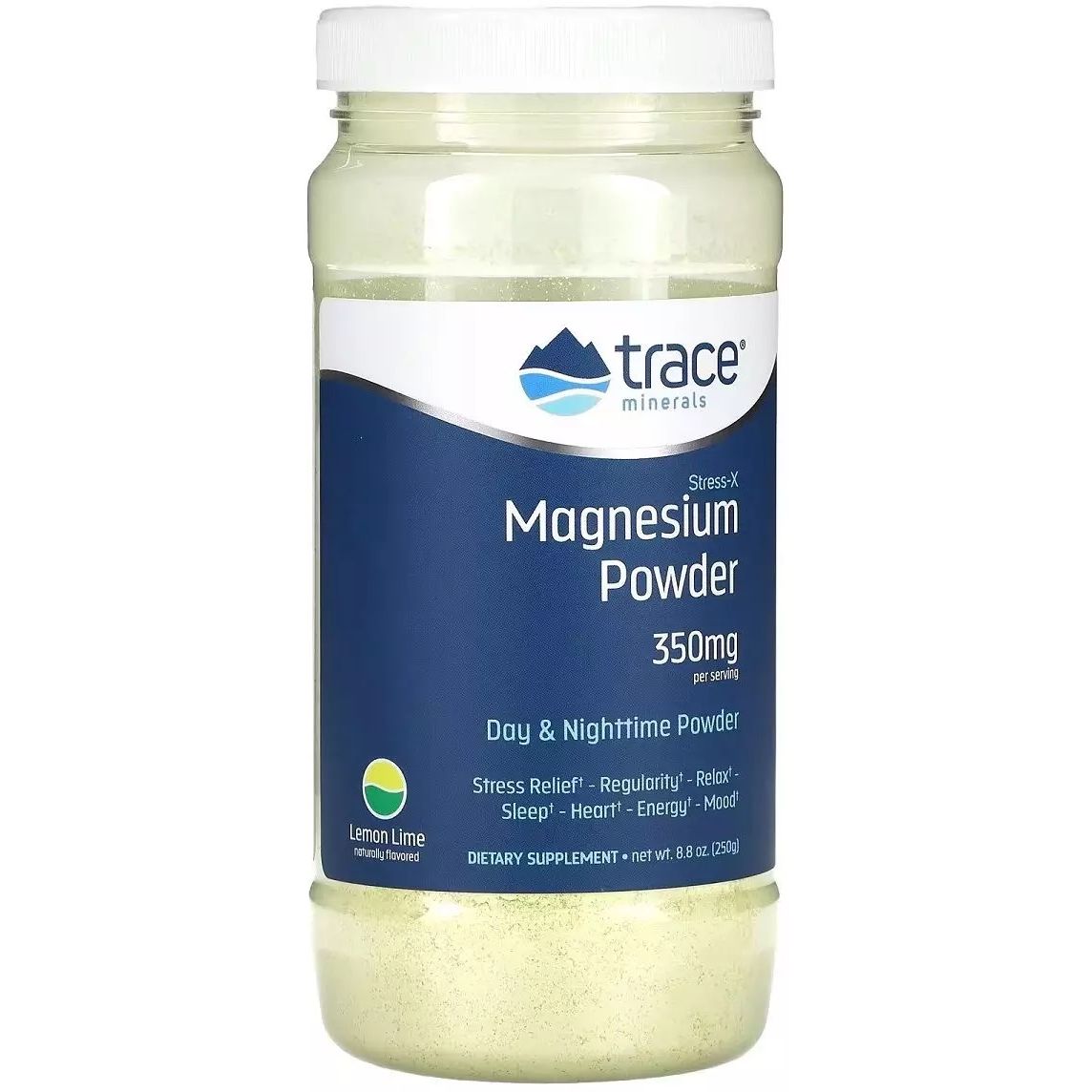 Магний Trace Minerals Magnesium Powder Stress-X со вкусом лимона и лайма 350 мг 250 г - фото 1