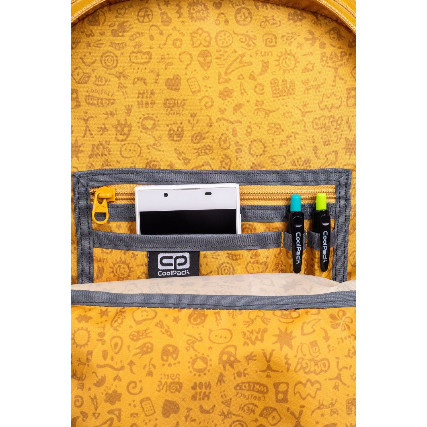 Рюкзак CoolPack Rіder Rpet Duo Colors Mustard&Grey, 27 л, 44x33x19 см (F059643) - фото 5