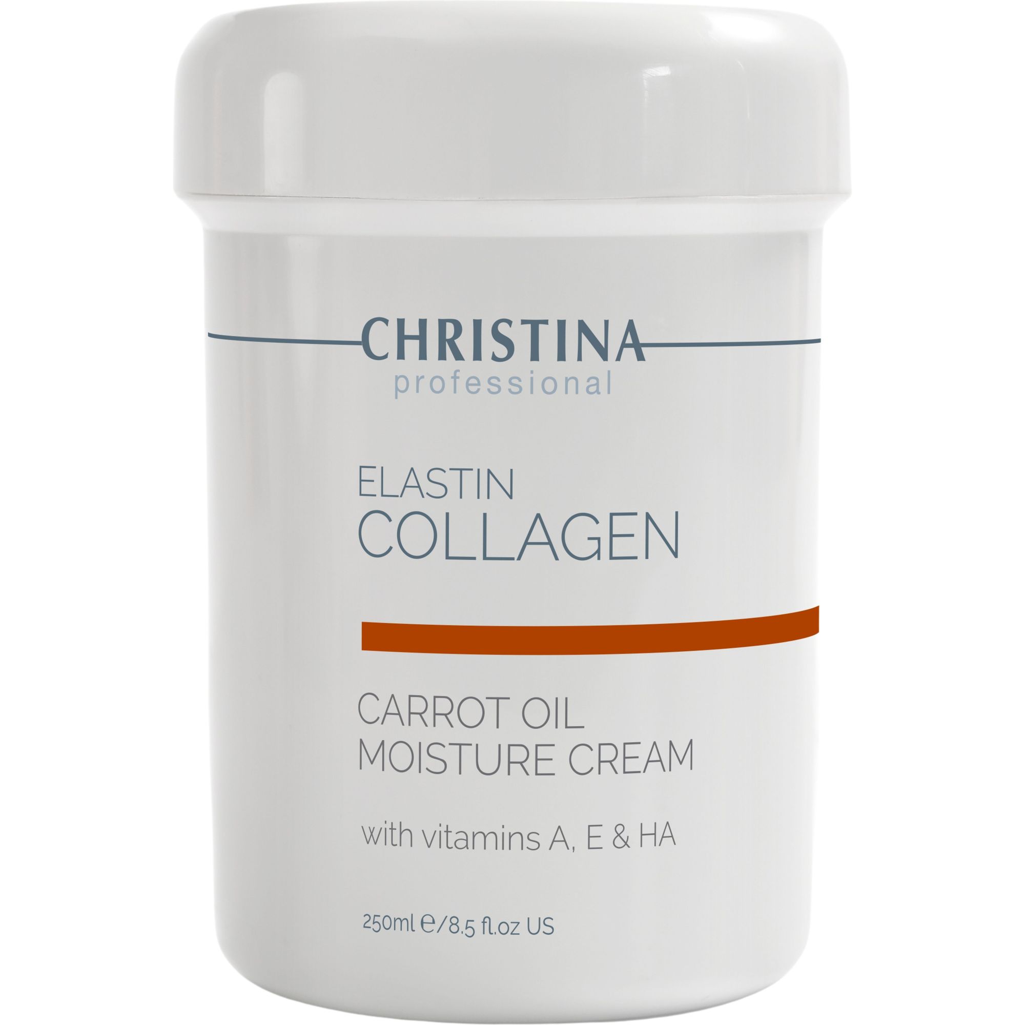 Зволожувальний крем для сухої шкіри Christina Elastin Collagen Carrot Oil Moisture Cream With Vitamins A, E & HA 250 мл - фото 1