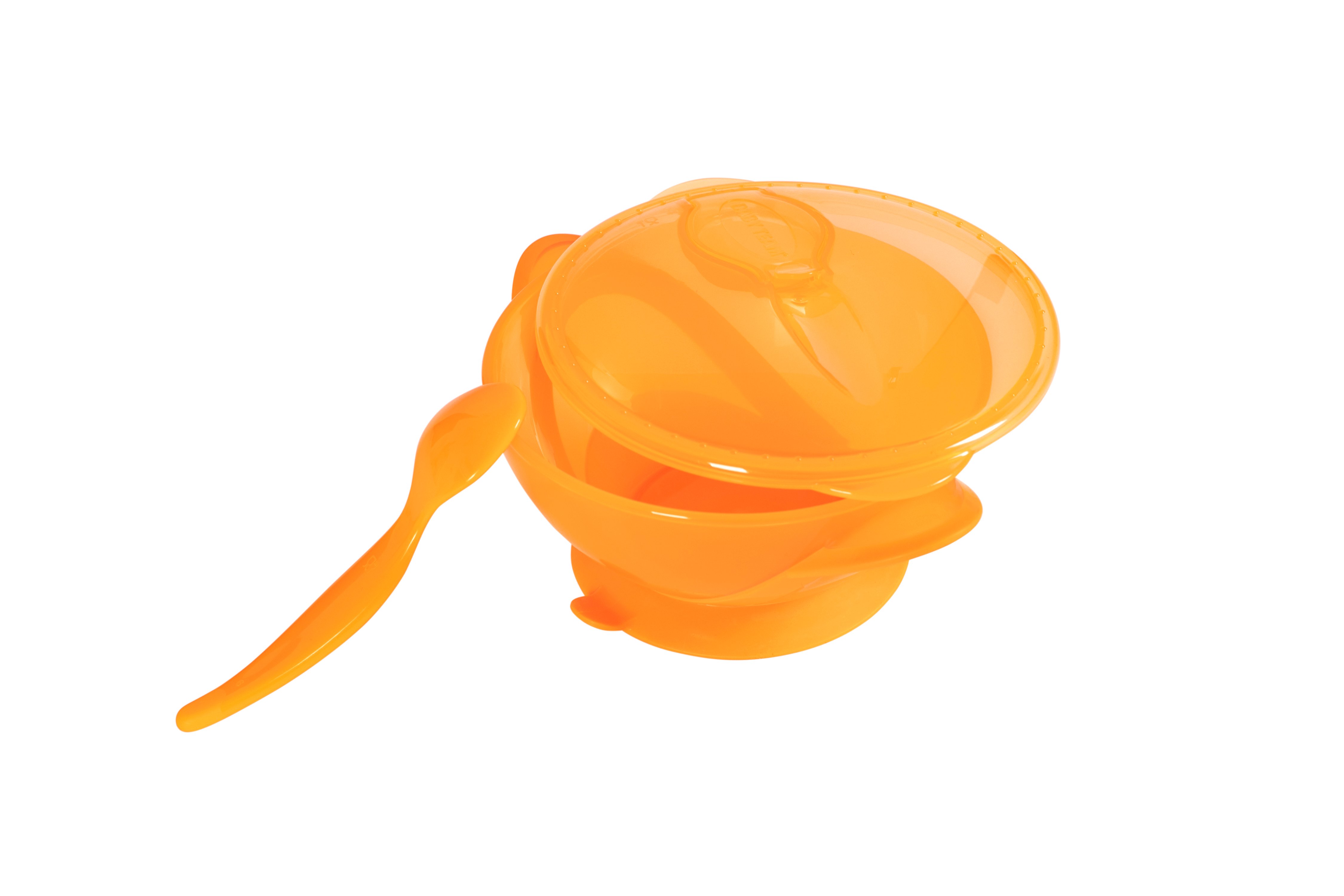 Тарелка на присоске Baby Team, с крышкой и ложкой, 290 мл, оранжевый (6002_оранжевый) - фото 3