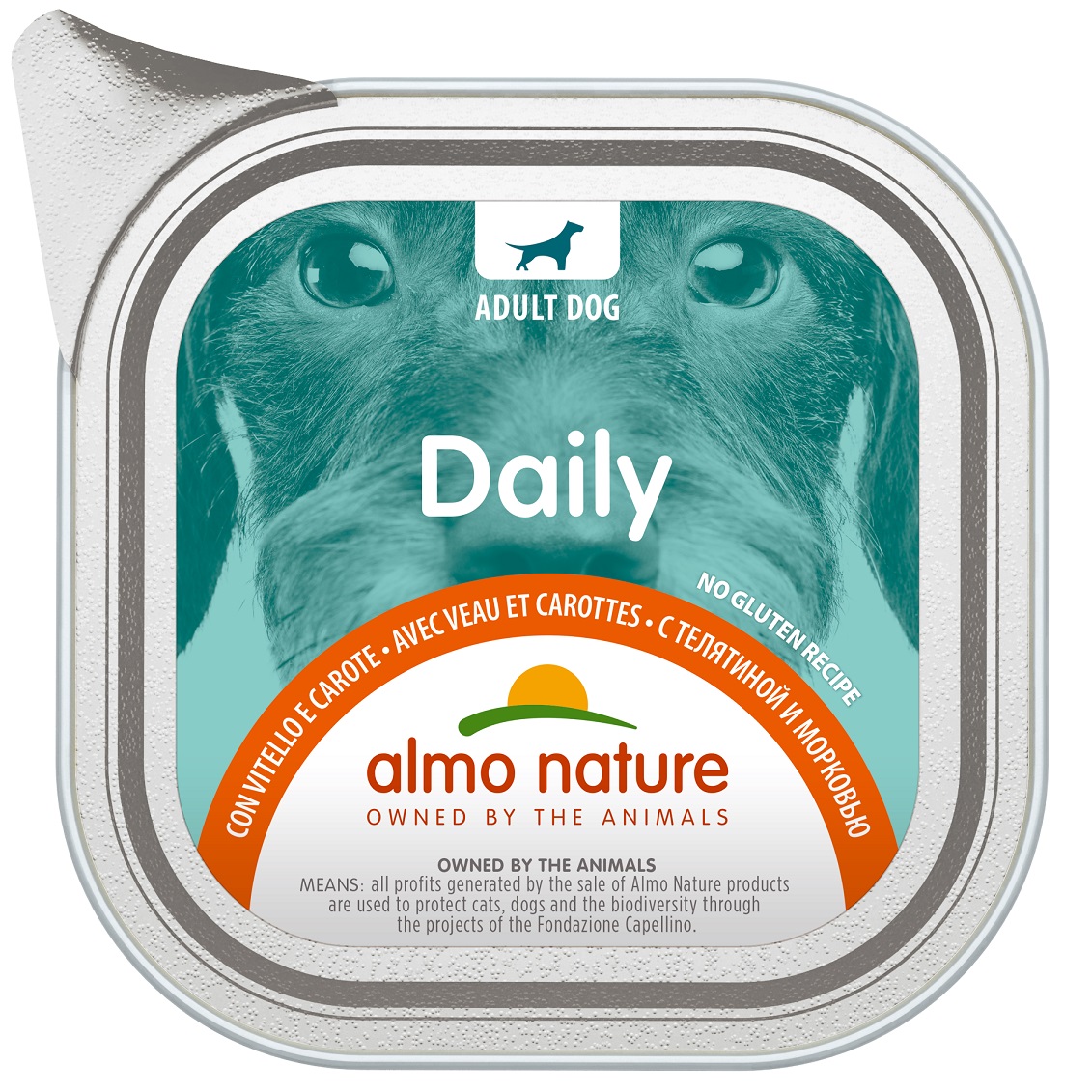 Влажный корм для собак Almo Nature Daily Dog, с телятиной и морковью, 100 г (222) - фото 1