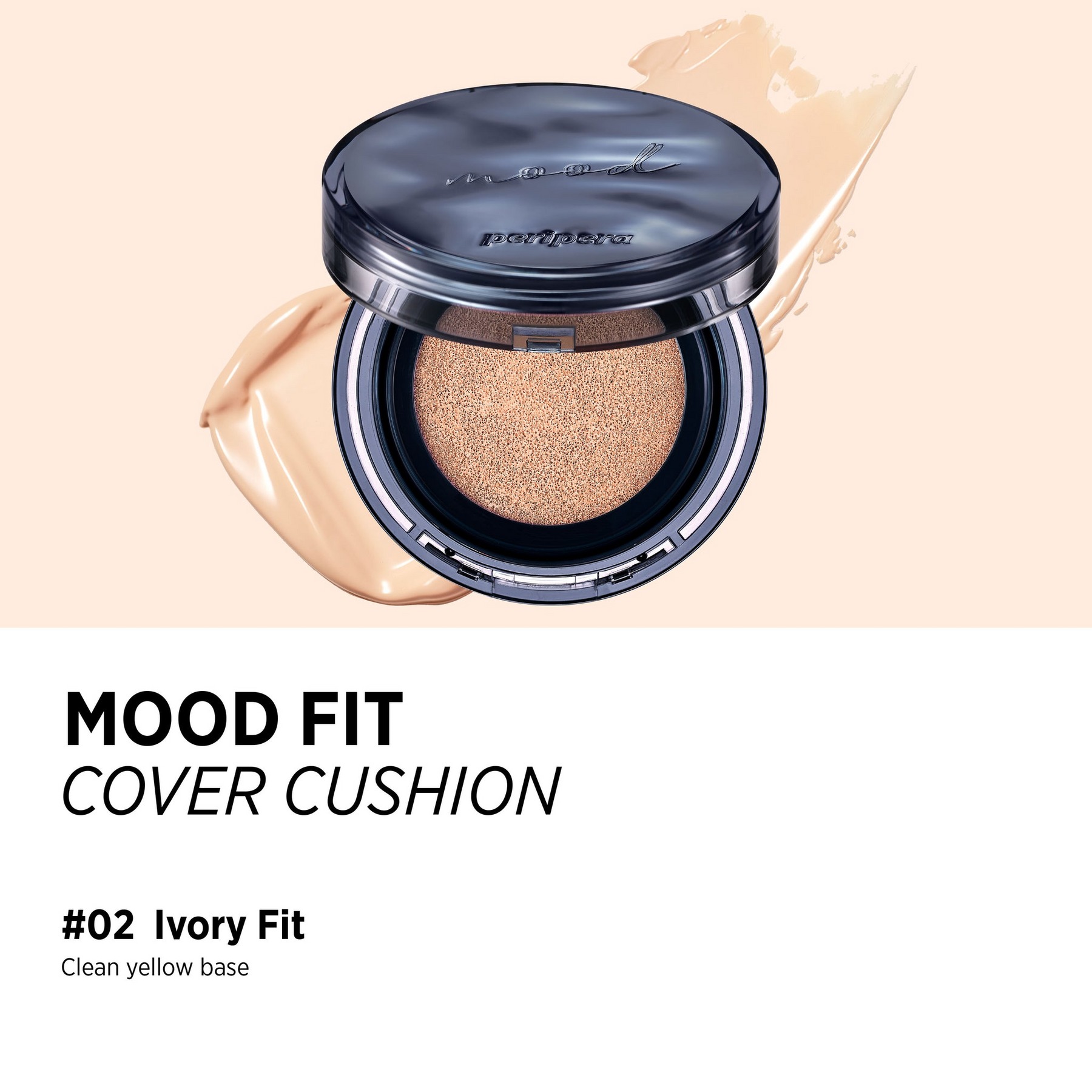 Тональный кушон Peripera Mood Fit Cover Cushion 02 Ivory Fit SPF50+ PA++++ с идеальным финишем 13 г - фото 2