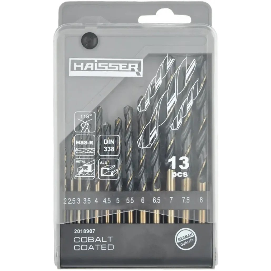 Набір свердл по металу Haisser HSS 2-8 мм 13 шт. (129892) - фото 1