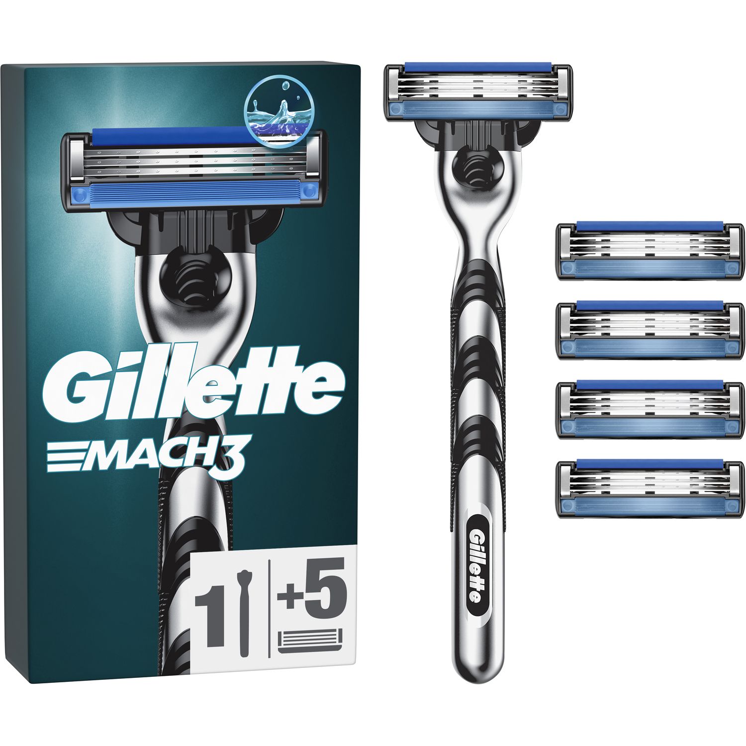 Бритвенный станок Gillette Mach3, c 5 сменными картриджами - фото 1