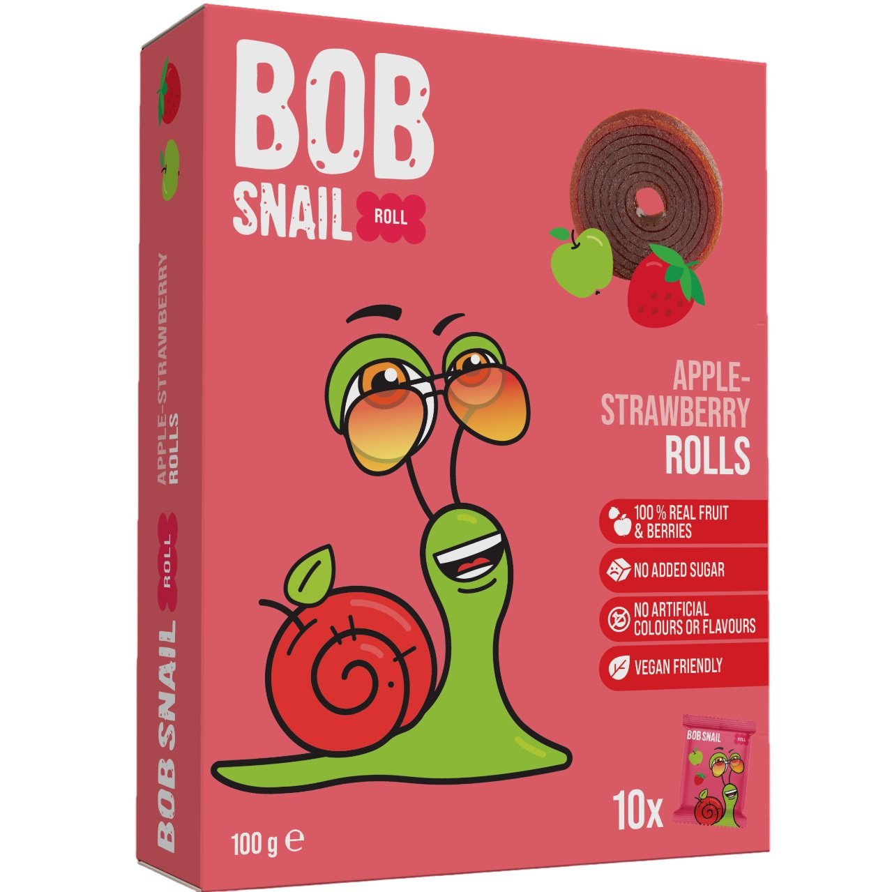 Фруктовые яблочно-клубничные конфеты Bob Snail 100 г (10 шт. х 10 г) - фото 1