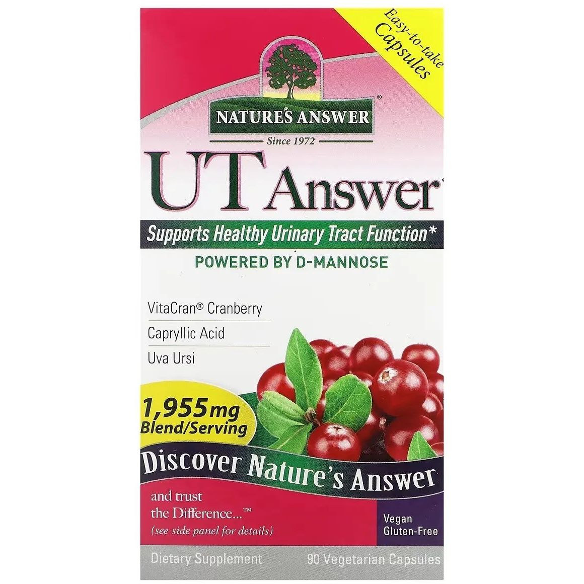 Здоров'я сечовивідних шляхів Nature's Answer UT Answer 90 вегетаріанських капсул - фото 2