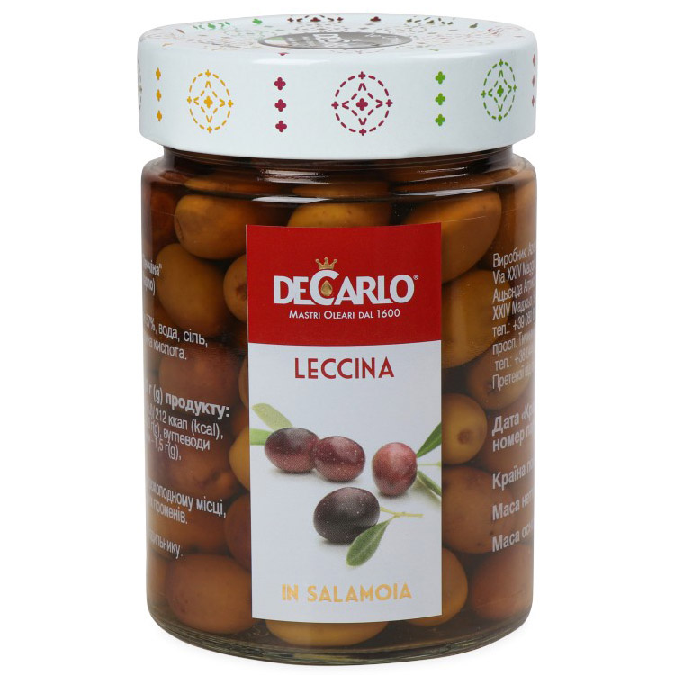 Оливки DeCarlo Leccina По-пулийски без косточки 200 г - фото 1