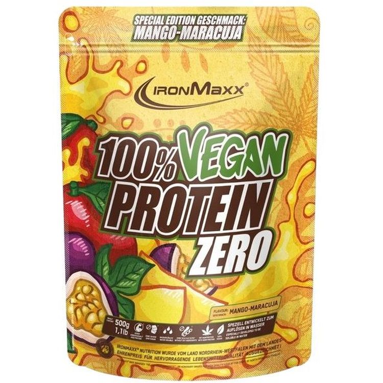 Протеин IronMaxx 100% Vegan Protein Zero Манго-маракуйя 500 г - фото 1