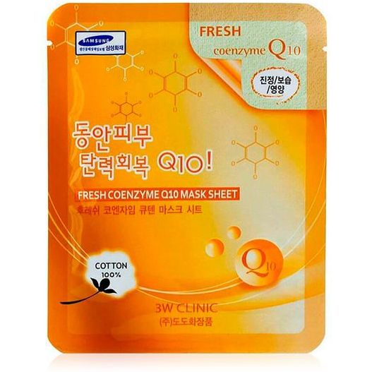 Тканинна маска для обличчя 3W Clinic Q10 Fresh Coenzyme Q10 Mask Sheet з коензимом 23 г - фото 1