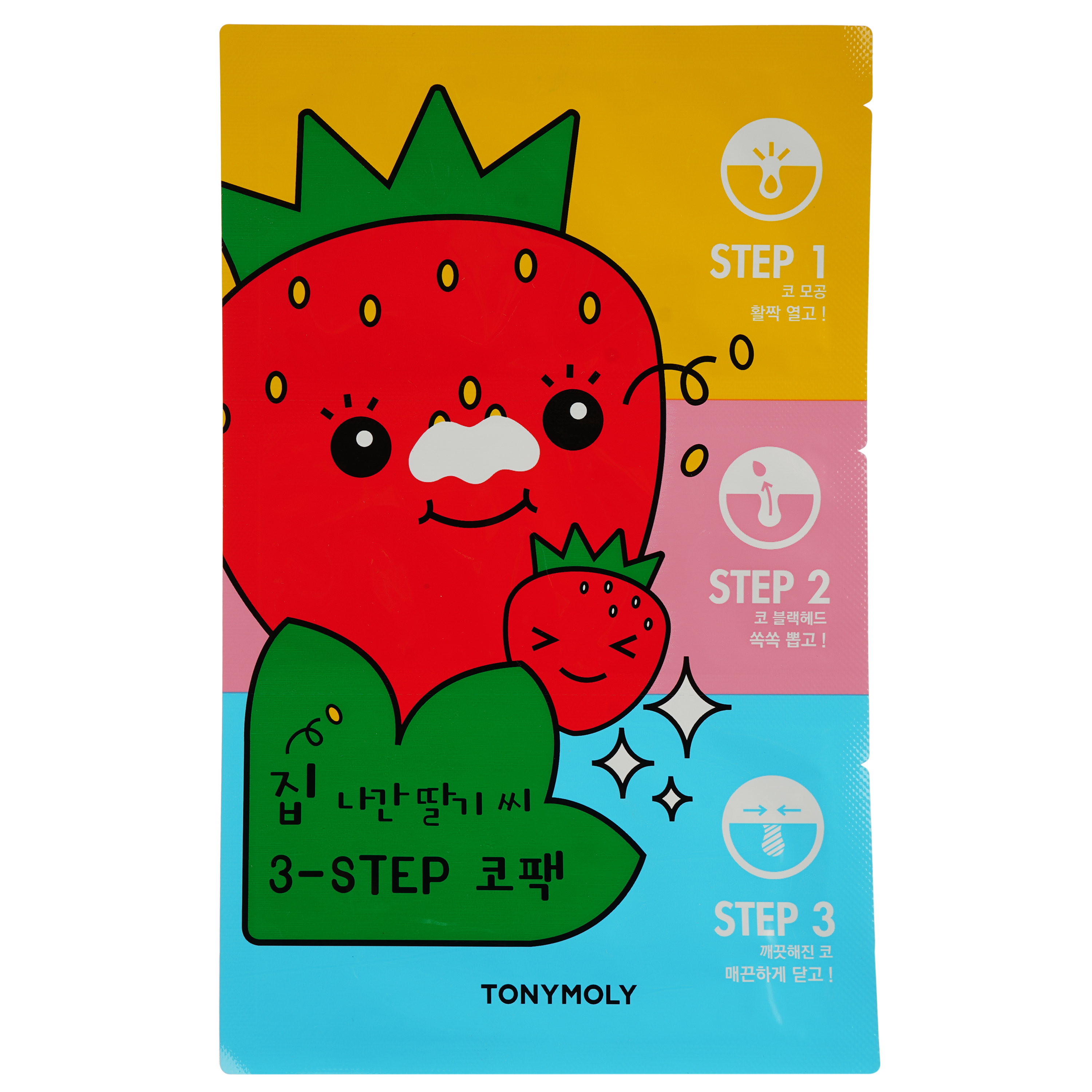 Набір патчів для носа проти чорних цяток Tony Moly Homeless Strawberry Seeds 3-step Nose Pack 6 г - фото 1