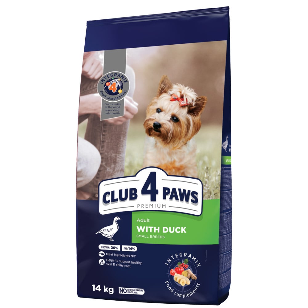 Сухой корм Club 4 Paws Premium для взрослых собак малых пород, с уткой, 14 кг - фото 1