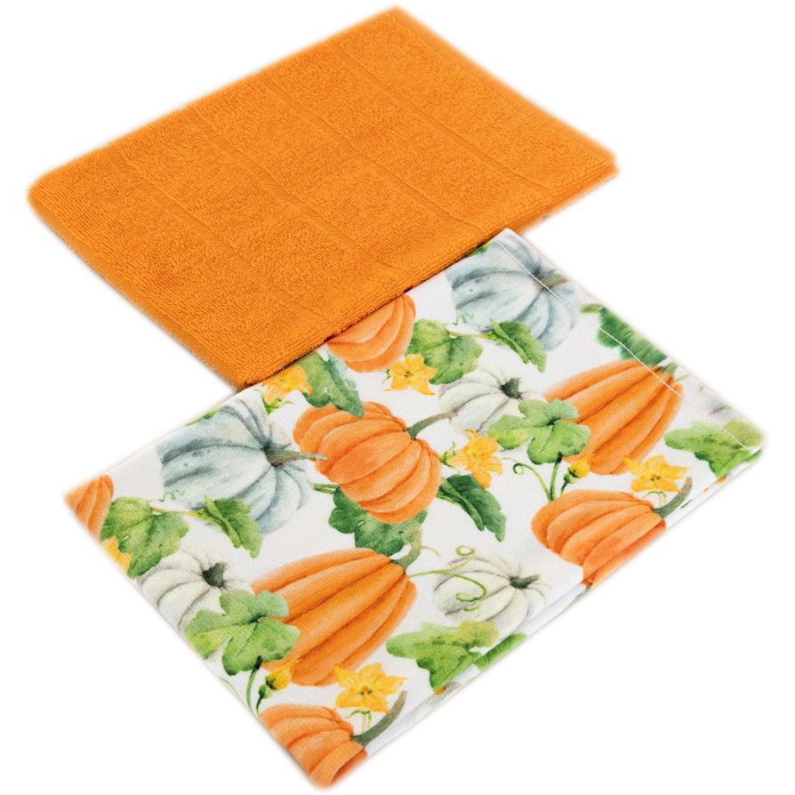 Набор полотенец для кухни Maisonette Pumpkin 60x40 см 375 г/м² 2 шт. оранжевый (44007) - фото 1