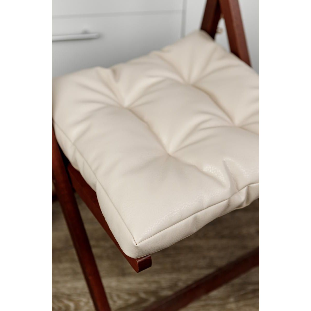 Подушка на стул Прованс из экокожи 40х40 см кремовая (34077) - фото 4