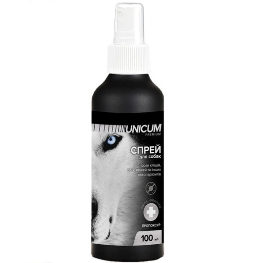 Спрей Unicum Рremium від бліх та кліщів для собак, 100 мл (UN-010) - фото 1