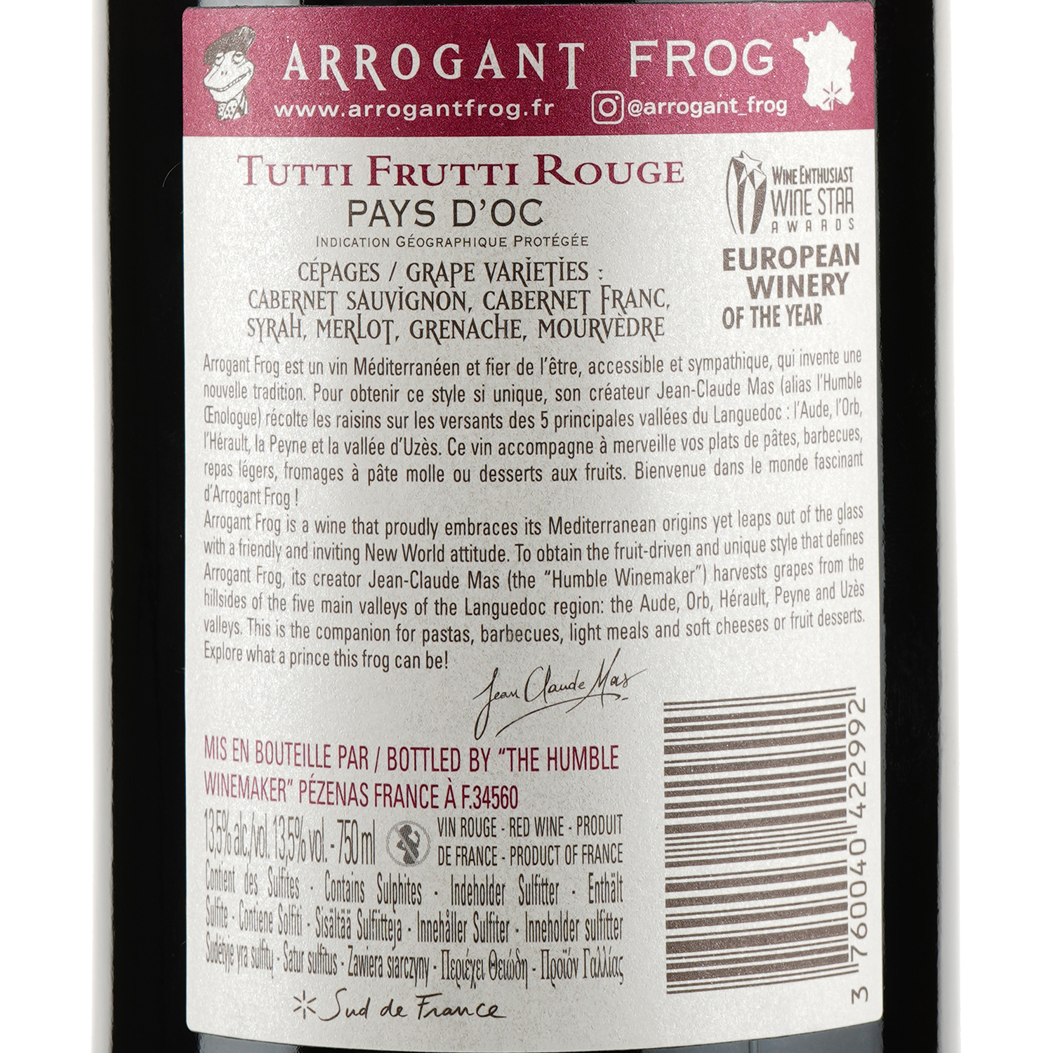 Вино Domaines Paul Mas Arrogant Frog Tutti Frutti Rouge, красное, сухое, 13,5%, 0,75 л (8000009268031) - фото 3
