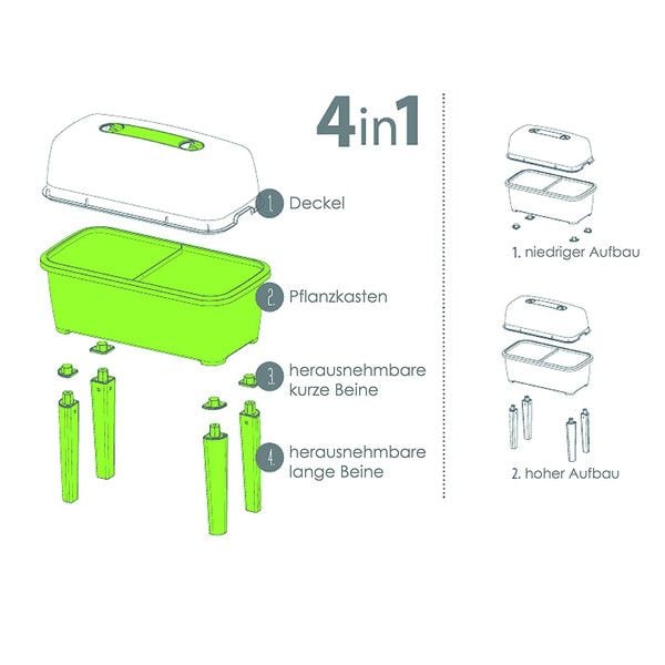 Горшок для растений Prosperplast Respana Planter Set в виде грядки с крышкой 52 л лайм (DREP770-389U) - фото 2