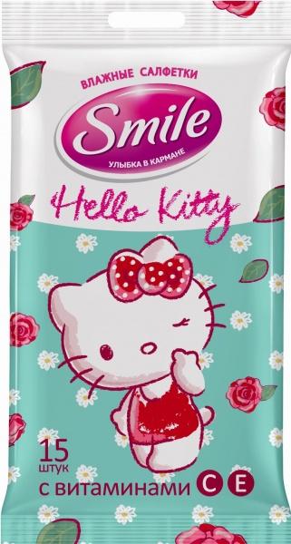 Вологі серветки Smile Hello Kitty, 15 шт. - фото 1