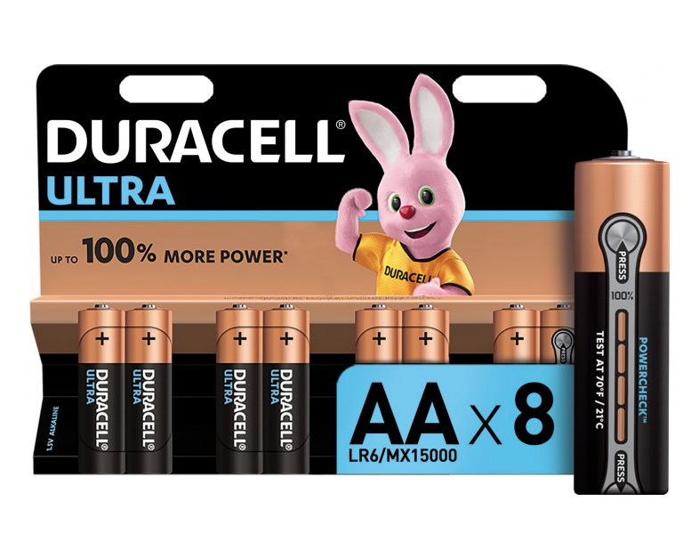 Щелочные батарейки пальчиковые Duracell Ultra 1,5 V АA LR6/MX15000, 8 шт. (5004807) - фото 1