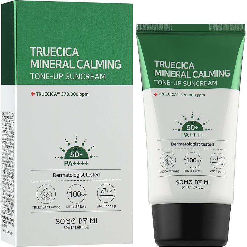 Солнцезащитный крем для лица Some By Mi Truecica Mineral Calming Tone-Up SunCream SPF 50+ 50 мл - фото 2