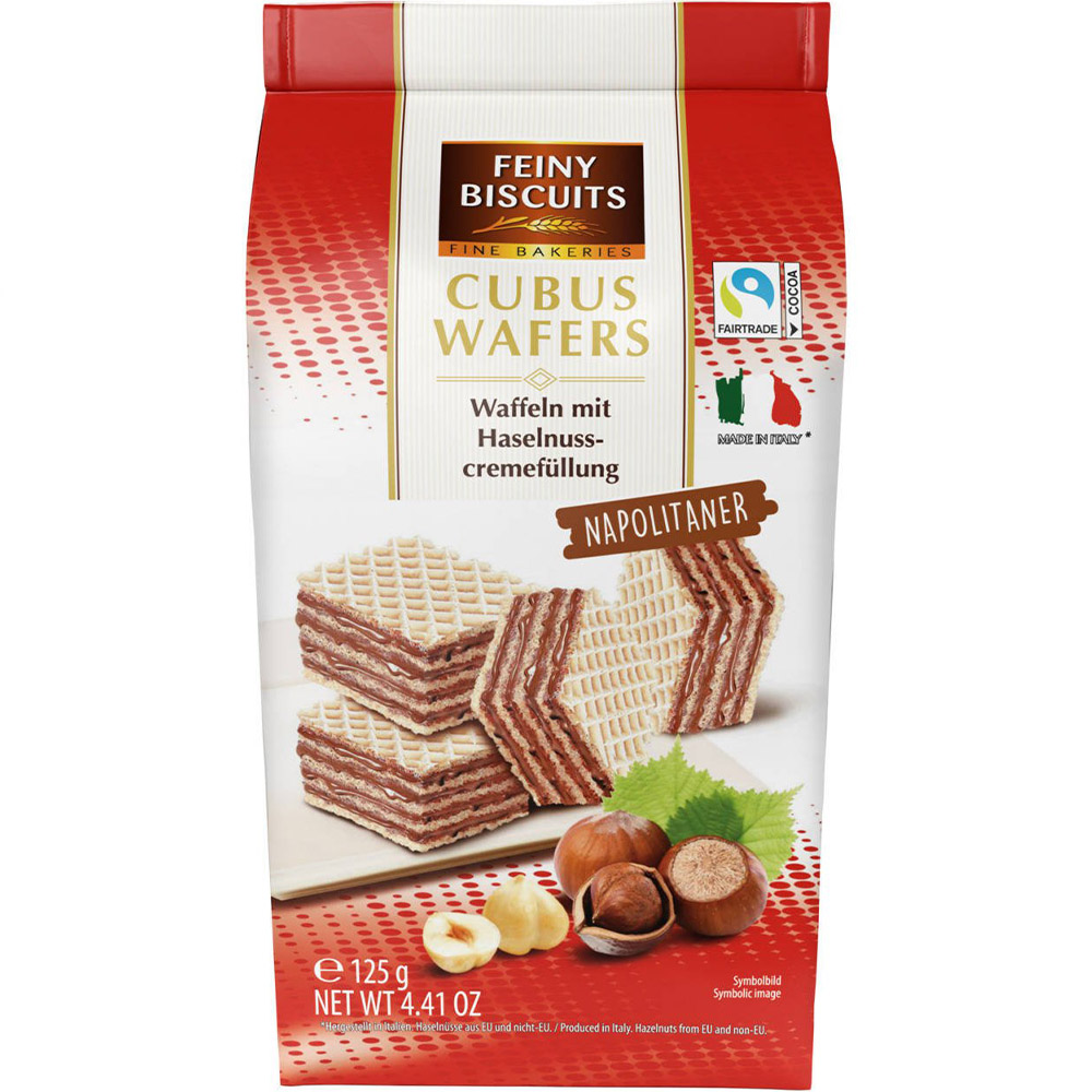 Вафлі кубики Feiny Biscuits Napolitaner з лісовим горіхом 125 г - фото 1