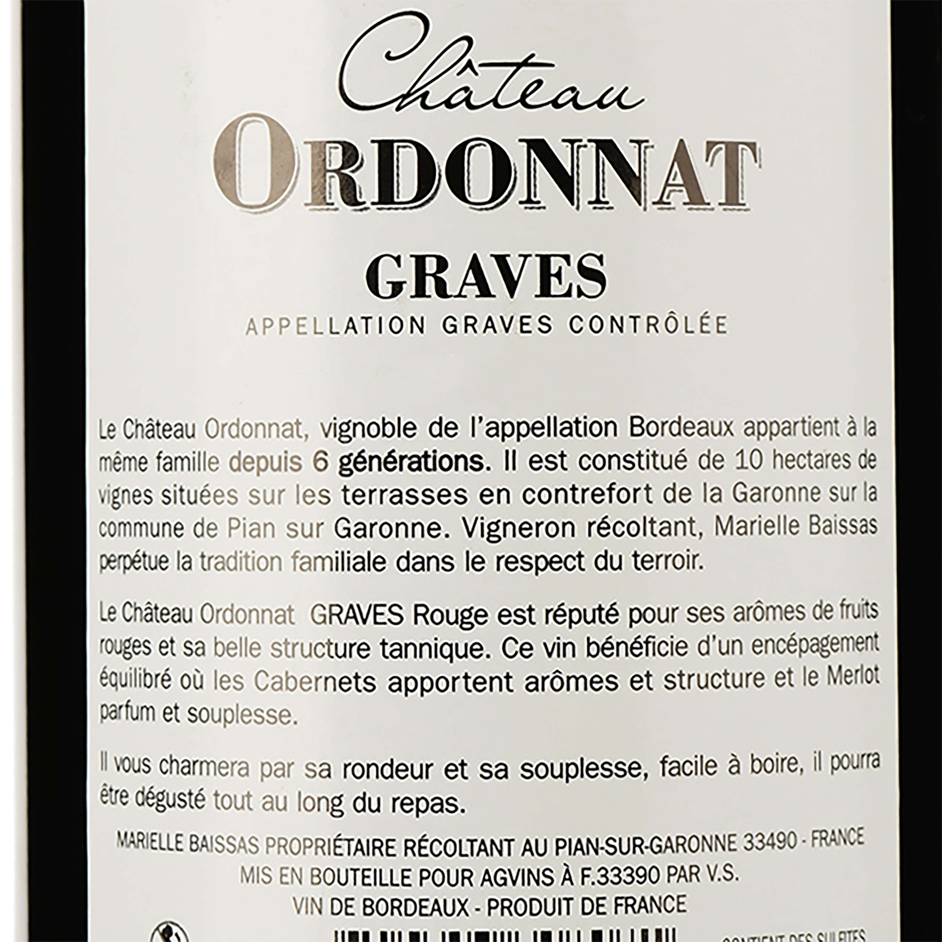 Вино Chateau Ordonnat Graves AOP Graves, червоне, сухе, 0,75 л (917836) - фото 3