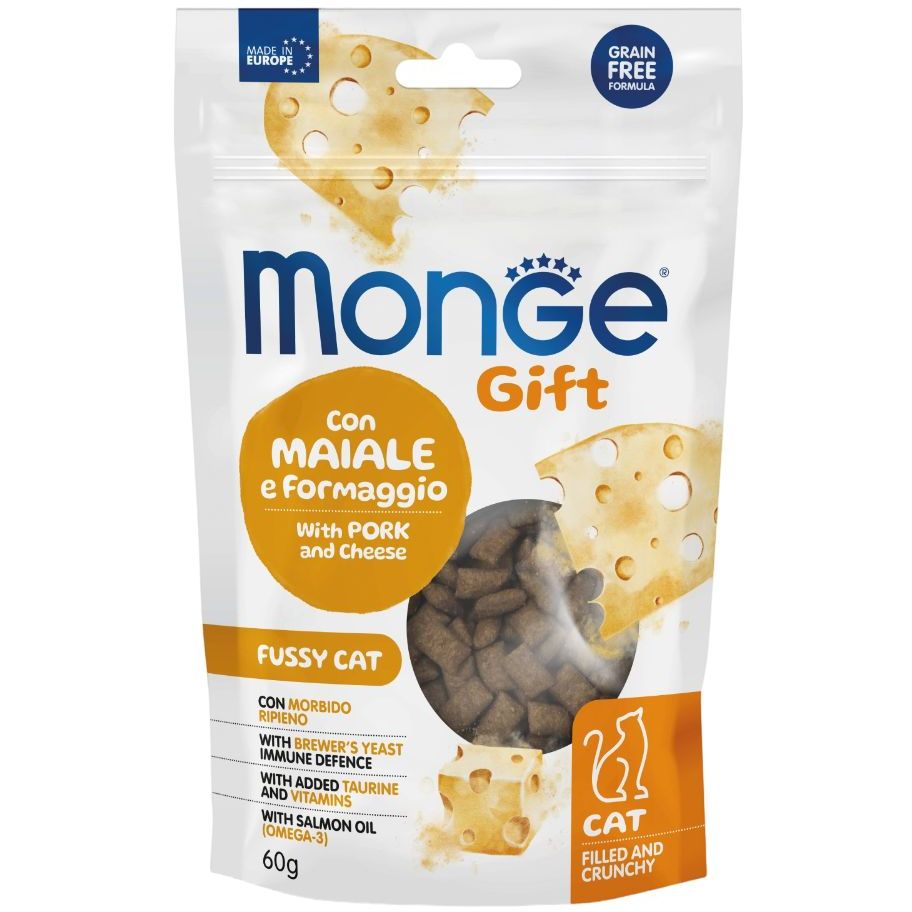 Лакомство для кошек Monge Gift Cat Fussy, свинина и сыр, 60 г (70085021) - фото 1