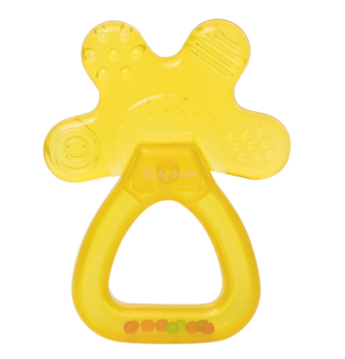 Прорізувач-брязкальце з водою Baby Team, жовтий (4036_желтый) - фото 1