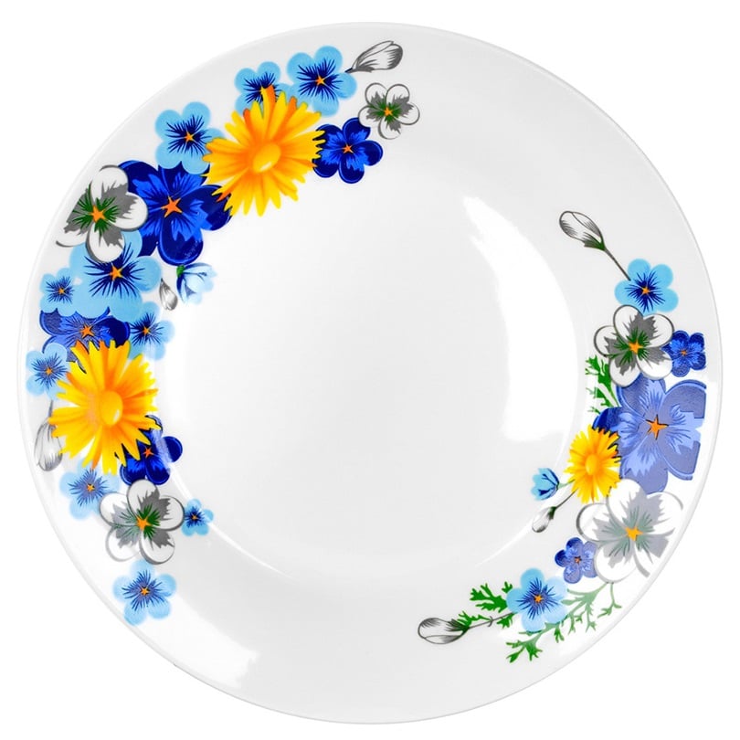 Тарілка мілка Оселя Квіти синьо-жовті, 23 см (21-206-120) - фото 1