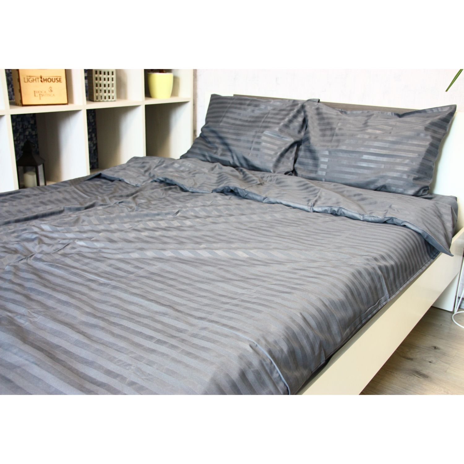 Комплект постельного белья LightHouse Mf Stripe Graphite, полуторный, серый (604972) - фото 1