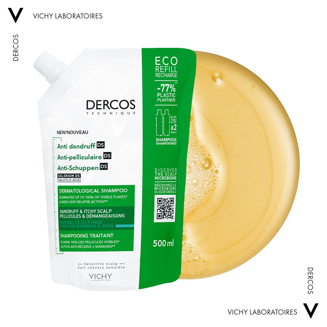 Дерматологический шампунь Vichy Dercos Anti-Pelliculaire Anti-Dandruff Против перхоти для нормальных, жирных волос, 500 мл - фото 2