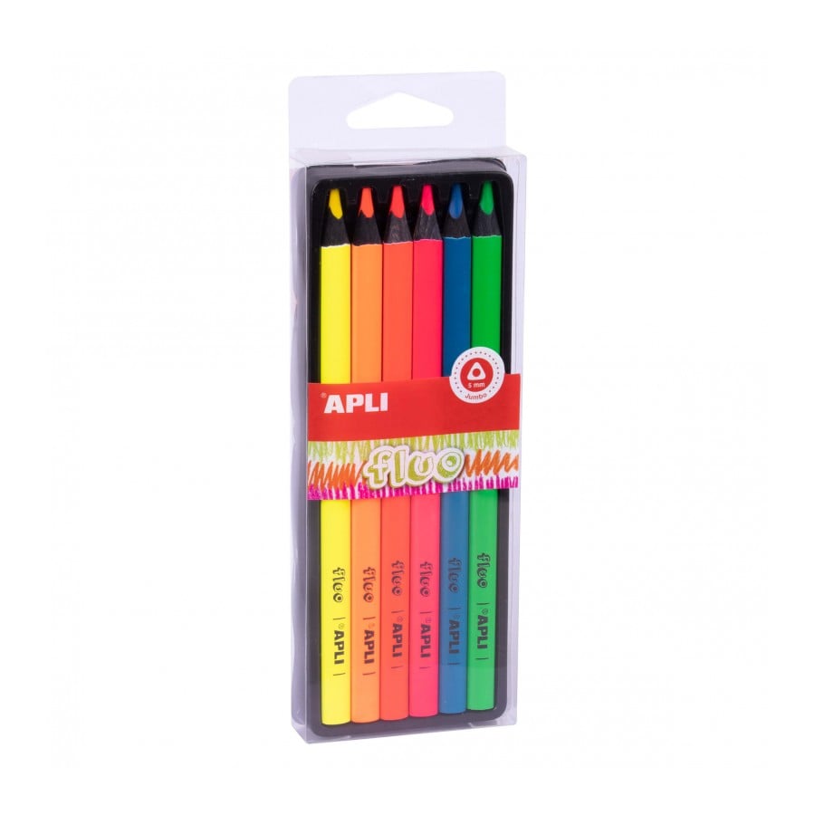 Набор флуоресцентных карандашей Apli Kids, 6 цветов, 6 шт. (18060) - фото 1
