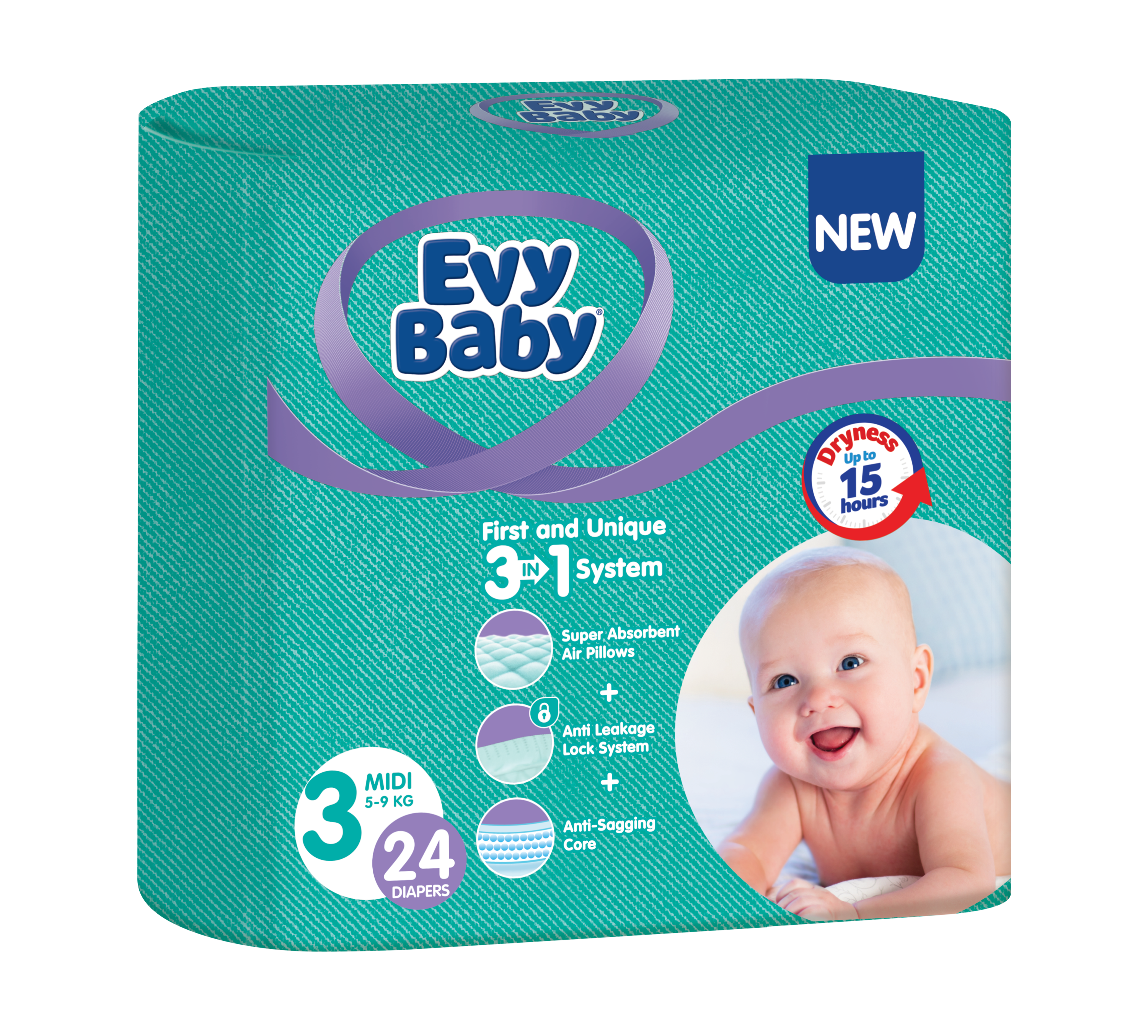 Подгузники Evy Baby 3 (5-9 кг), 24 шт. - фото 1