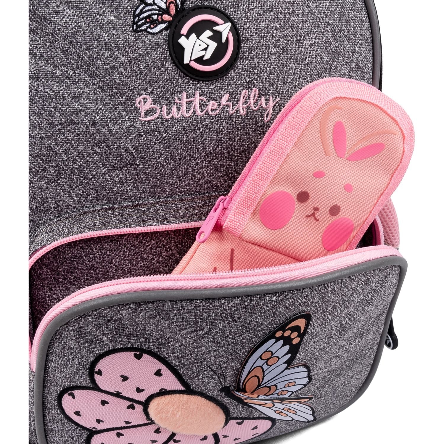 Рюкзак Yes S-72 Butterfly, серый с розовым (554631) - фото 10