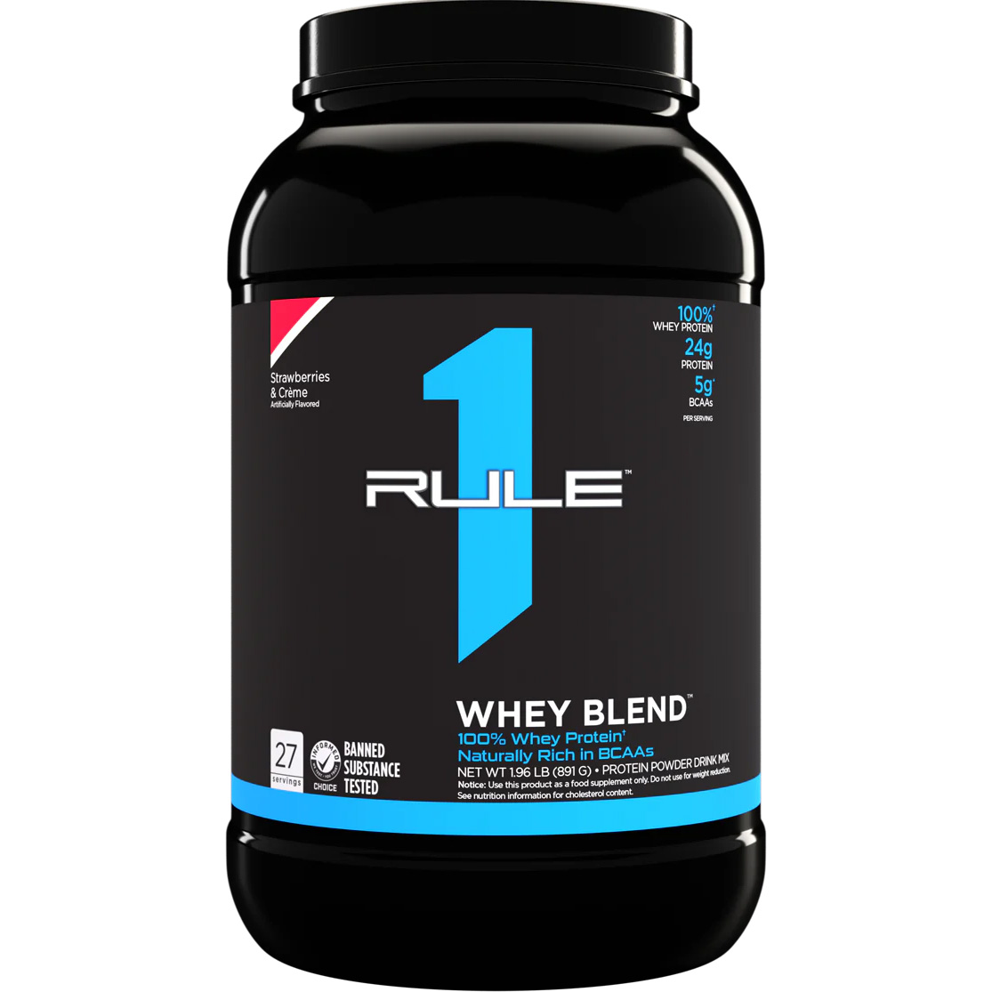 Протеин Rule 1 R1 Whey Blend Клубника и крем 891 г - фото 1