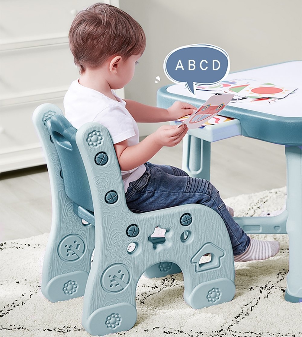 Детский функциональный столик и два стульчика Poppet Монохром, синий (PP-001M) - фото 10