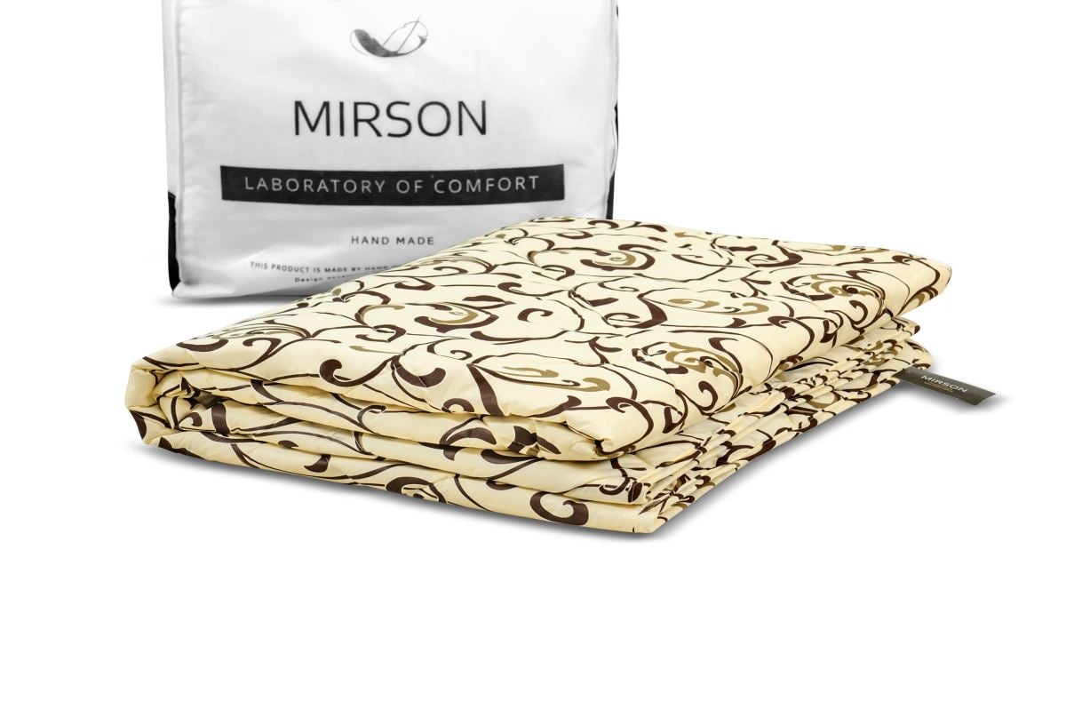 Одеяло шерстяное MirSon №016, летнее, 172x205 см, бежевое с узором - фото 3