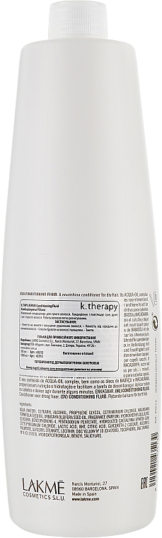 Кондиціонер Lakme K.Therapy Repair Conditioning Fluid, для сухого волосся, живильний, 1000 мл - фото 2