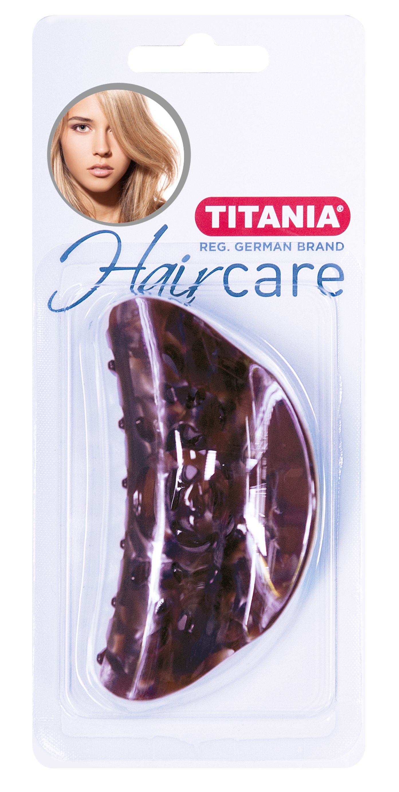 Затиск для волосся Titania пластмасовий, 9 см, коричневий (8017 В) - фото 1