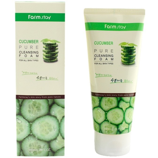 Пенка для умывания FarmStay Cucumber Pure Cleansing Foam на огуречном экстракте 180 мл - фото 1