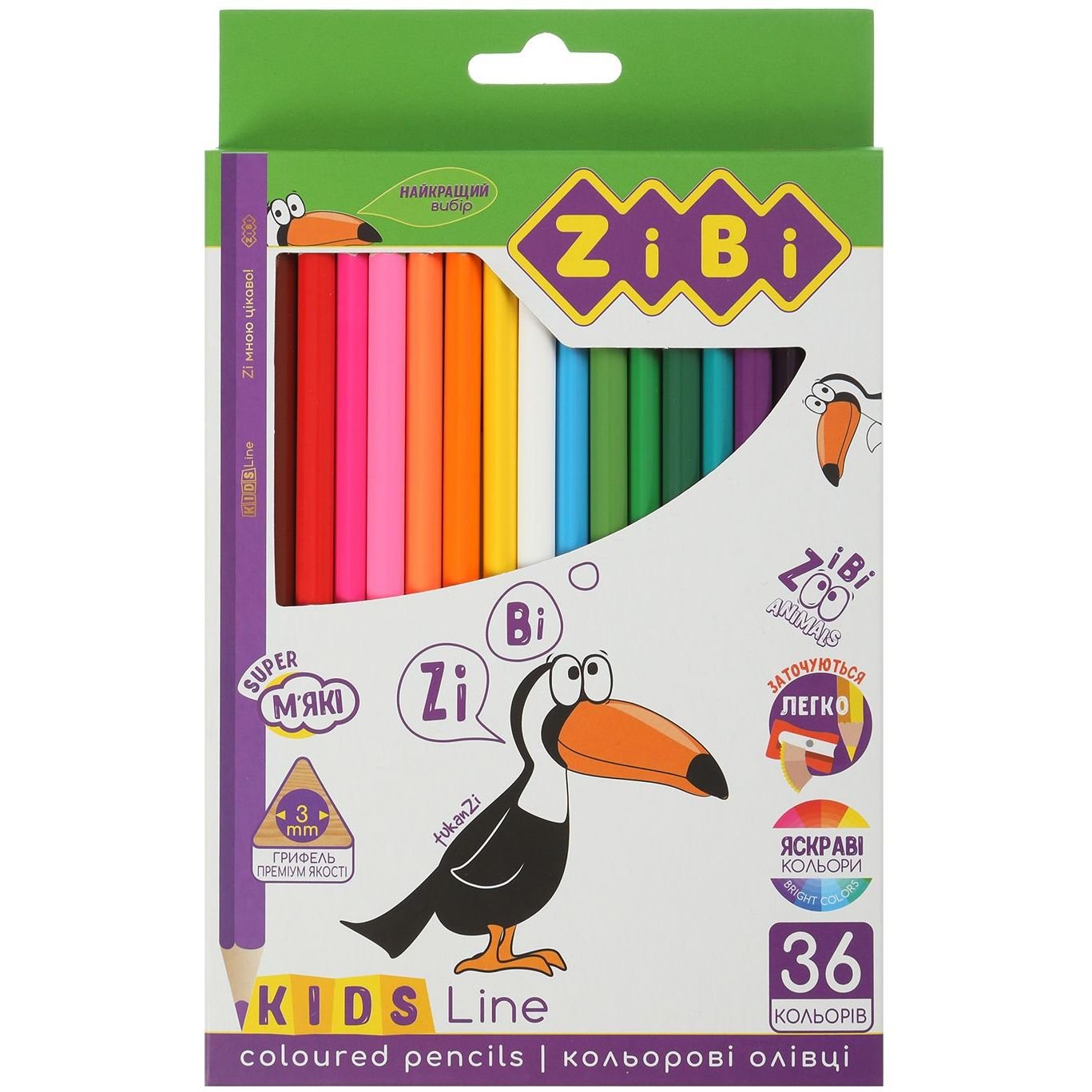 Олівці кольорові ZiBi Kids Line 36 шт. (ZB.2417) - фото 1