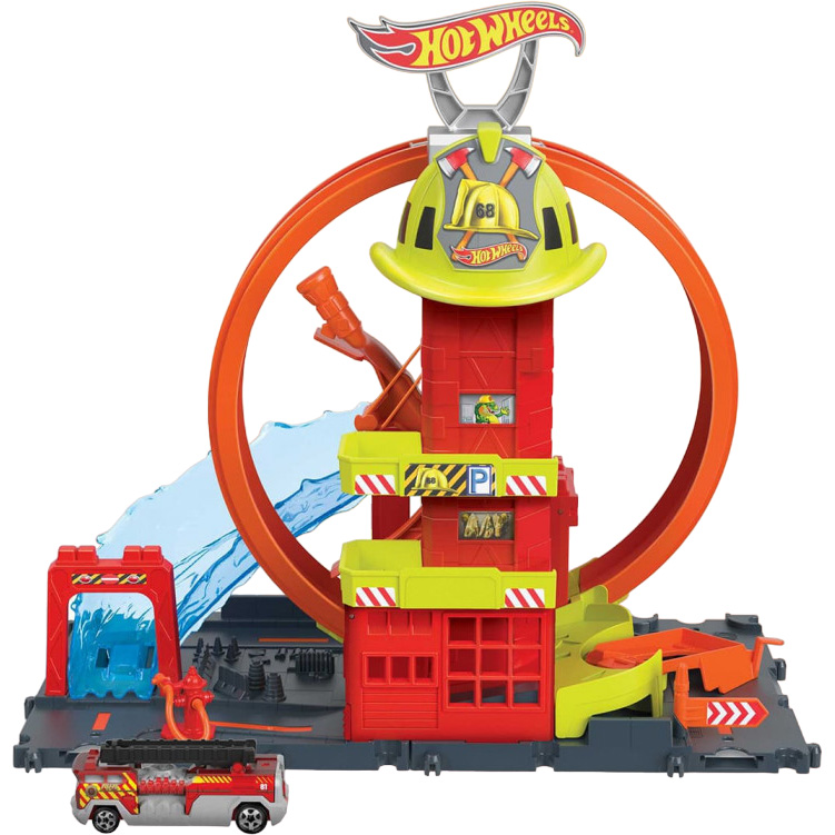Игровой набор Hot Wheels Супер петля с пожарной станцией (HKX41) - фото 1