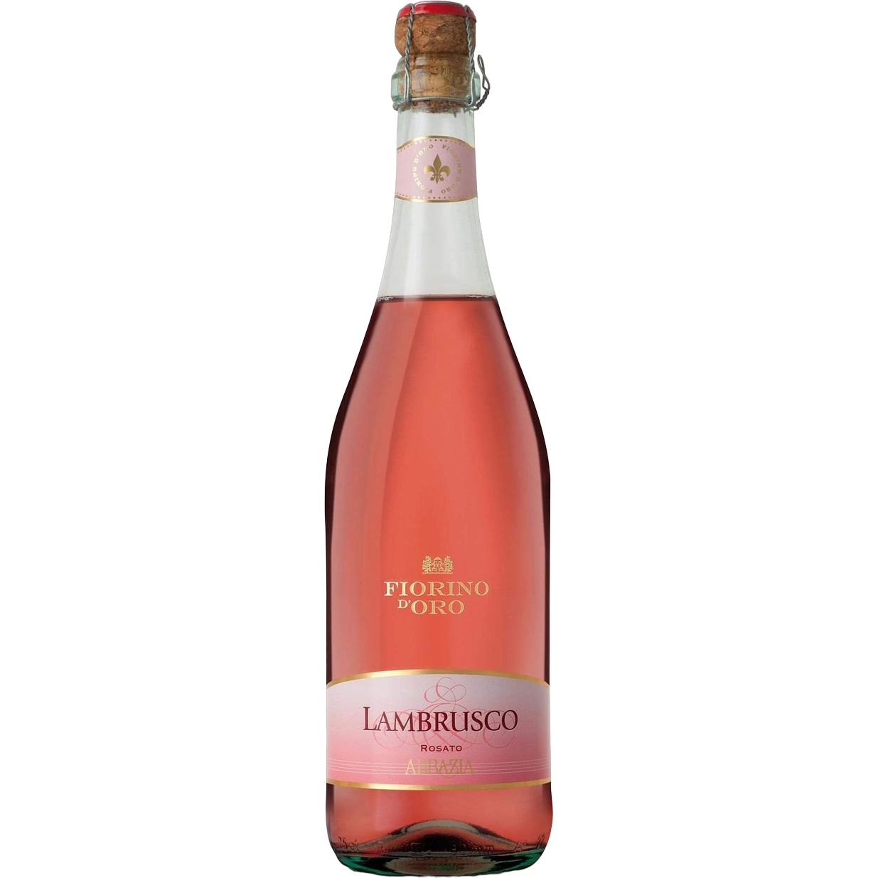Игристое вино Abbazia Lambrusco Rosato Emilia Fiorino d’Oro IGT, розовое, полусухое, 0.75 л - фото 1
