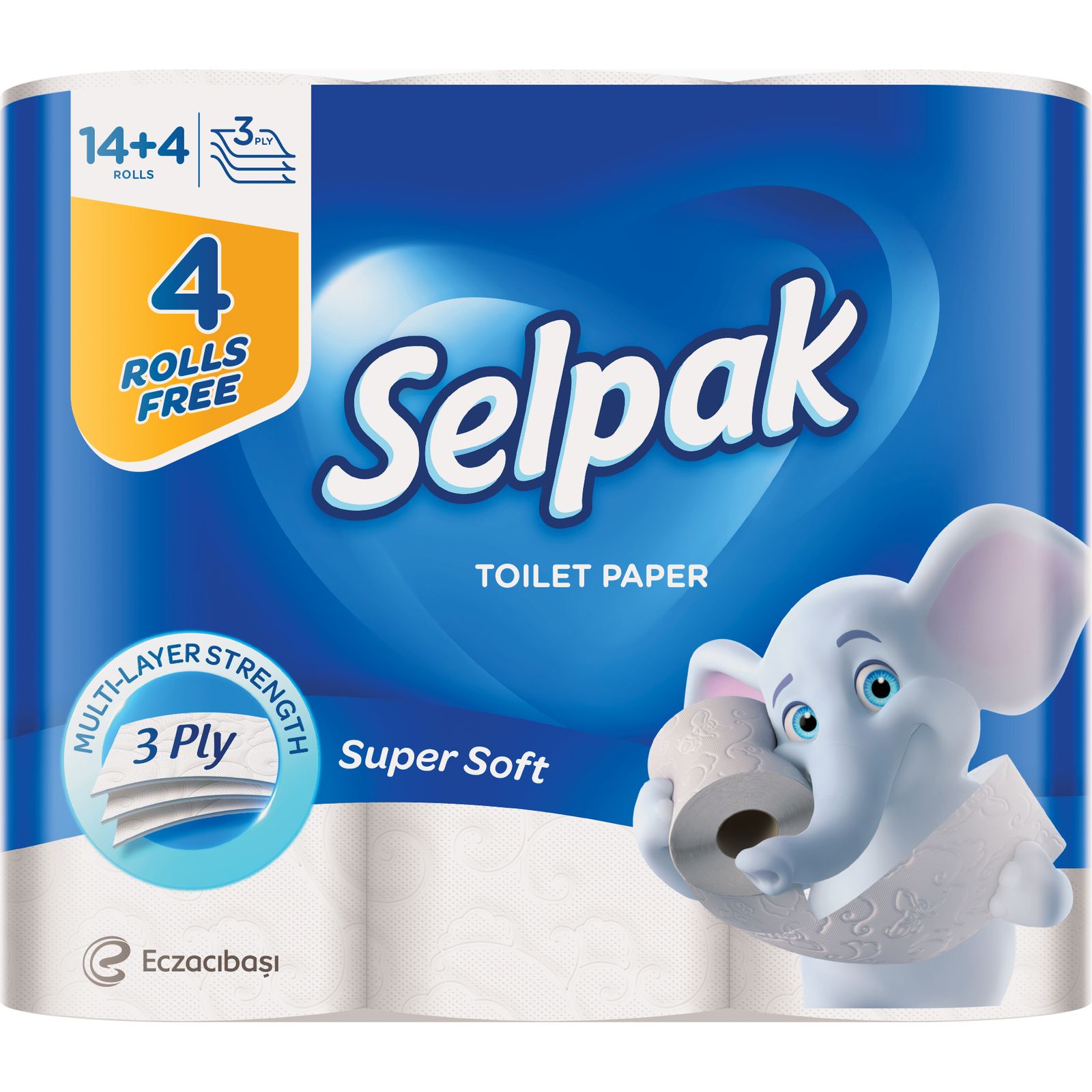 Туалетний папір Selpak тришаровий білий 14+4 рулонів - фото 1